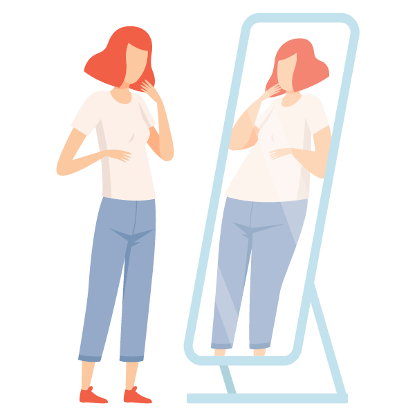 illustrazione ragazza davanti allo specchio